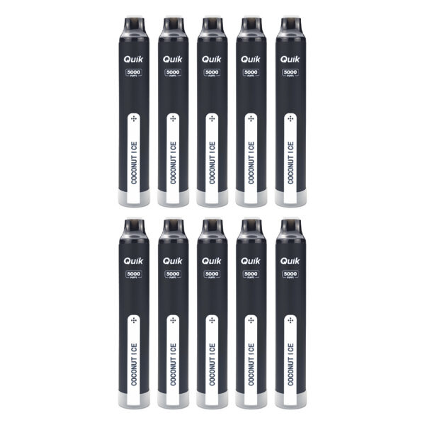 白.10 QUIK Mint Disposable Vape (10-Pack) – Coconut Ice Flavour, Up to 5,000 Puffs