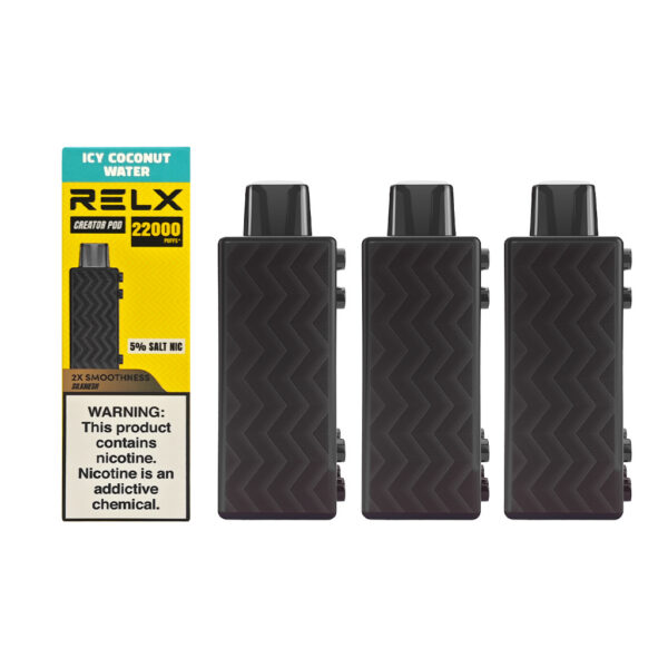 黑.3 RELX Creator Magnetic Building Block Vape (3-Pack)– Icy Coconut Water, Up to 22,000 Puffs